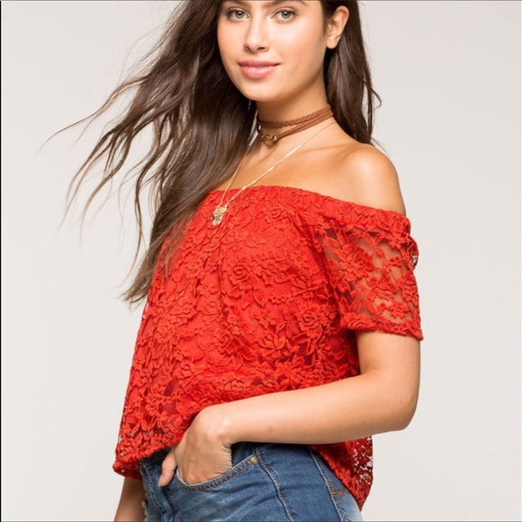NWT Adrianna crochet lace off shoulder top blouse - Picture 4 of 7